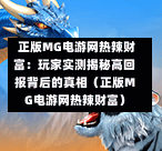  正版MG电游网热辣财富：玩家实测揭秘高回报背后的真相（正版MG电游网热辣财富）